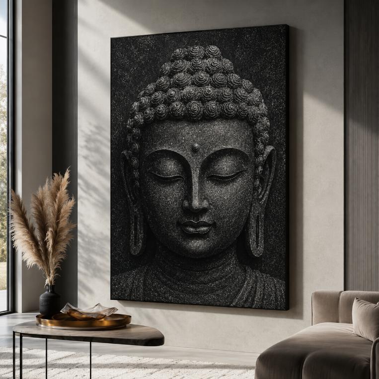 Buddha Hand Hammered Marble & Glass Art Portrait | Custom Wall Art — gallery image